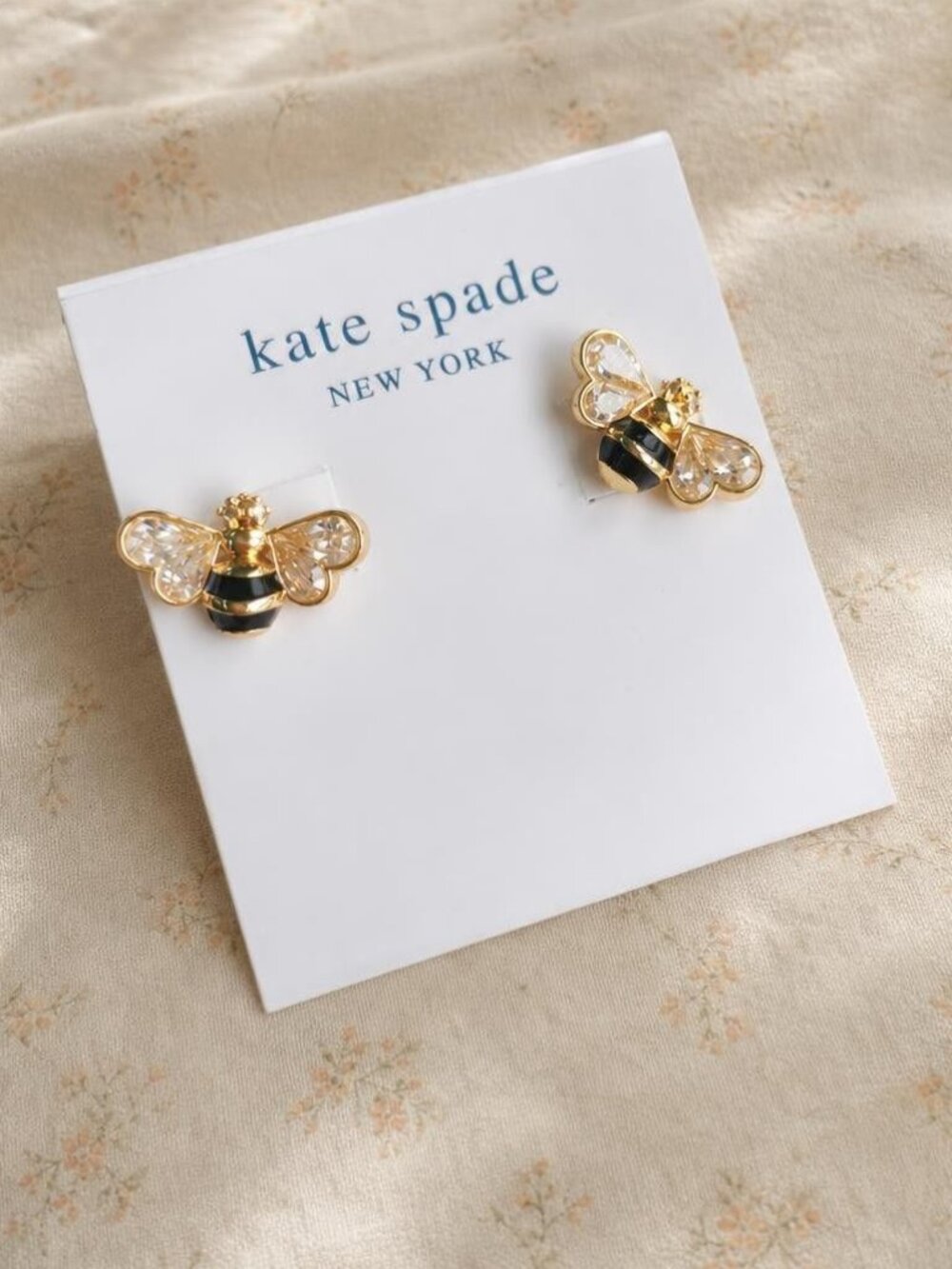 Kate Spade All Abuzz Stone Bee Stud Earrings Gold